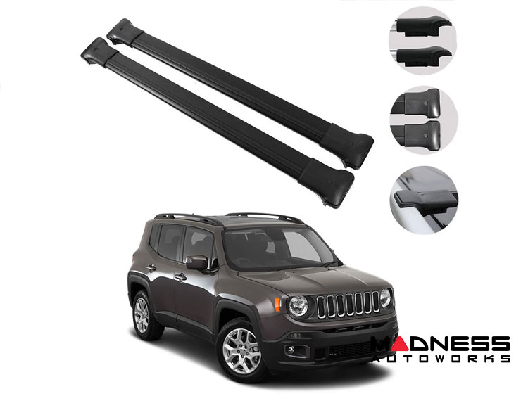 Jeep Renegade Roof Rack Cross Bars - for models w/ factory roof rails - Black - Fly Bar
